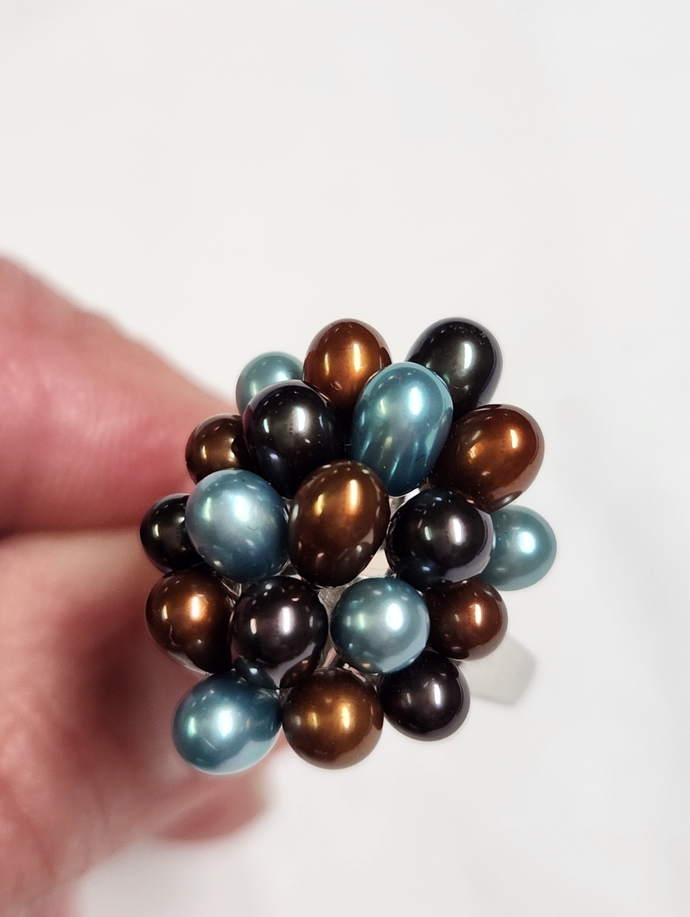 HONORA Pearl Sterling Silver Ring in Blues And Browns SIZE 9 - Picture 2 of 14